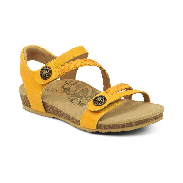 Aetrex Women's Jillian Braided Quarter Strap Sandals Sunflower Sandals UK 5036-101